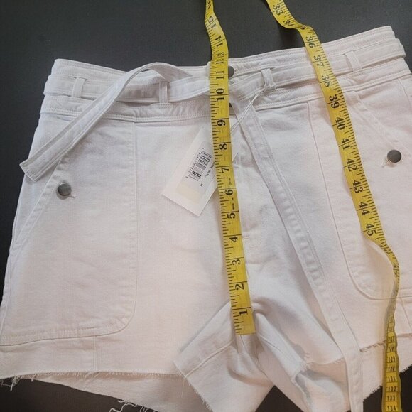 FRAME Le Brigette Size 31 High Waist Cut Off Denim Shorts NWT White Tie Waist - Picture 8 of 9